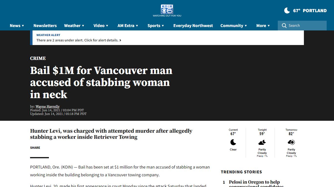 Bail $1M for Vancouver man accused of stabbing woman in neck